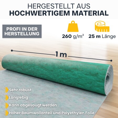 flesta® Abdeckvlies Haftvlies Premium 260 g weiß 1 x 25 m