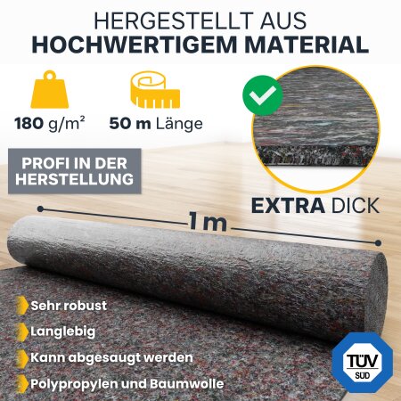 flesta® Abdeckvlies 1 x 50 m 180 g, 50 m² grau-meliert