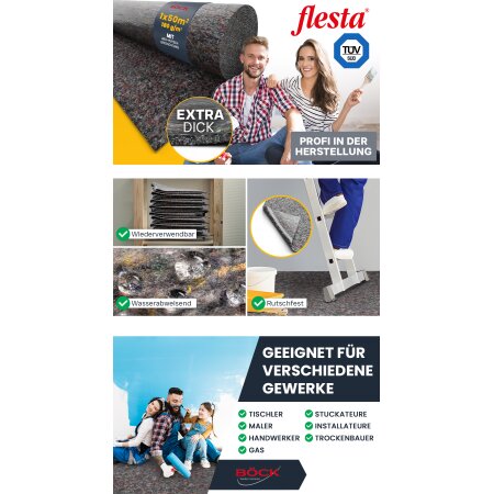 flesta® Abdeckvlies 1 x 50 m 180 g, 50 m² grau-meliert