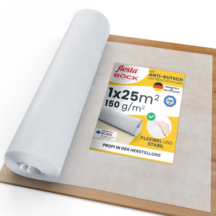 flesta® Abdeckvlies EasyTopper BG selbsthaftend für Boden und Treppe 150g, weiß/hellbunt, 1 x 25 m