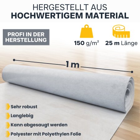 flesta® Abdeckvlies EasyTopper BG selbsthaftend für Boden und Treppe 150g, weiß/hellbunt, 1 x 25 m