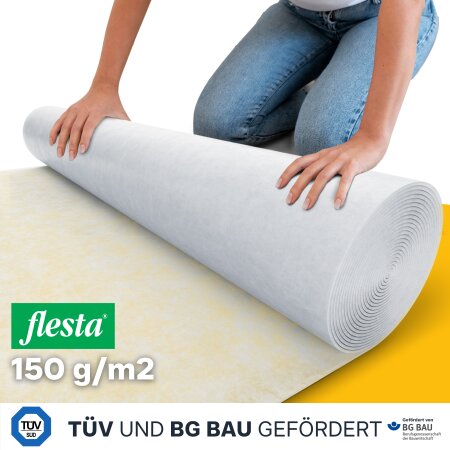 flesta® Abdeckvlies EasyTopper BG selbsthaftend für Boden und Treppe 150g, weiß/hellbunt, 1 x 25 m