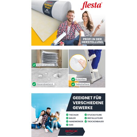 flesta® Abdeckvlies EasyTopper BG selbsthaftend für Boden und Treppe 150 g, weiß/hellbunt, 1 x 10 m