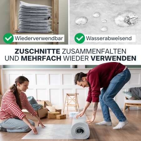 flesta® Abdeckvlies EasyTopper BG selbsthaftend für Boden und Treppe 150 g, weiß/hellbunt, 1 x 10 m