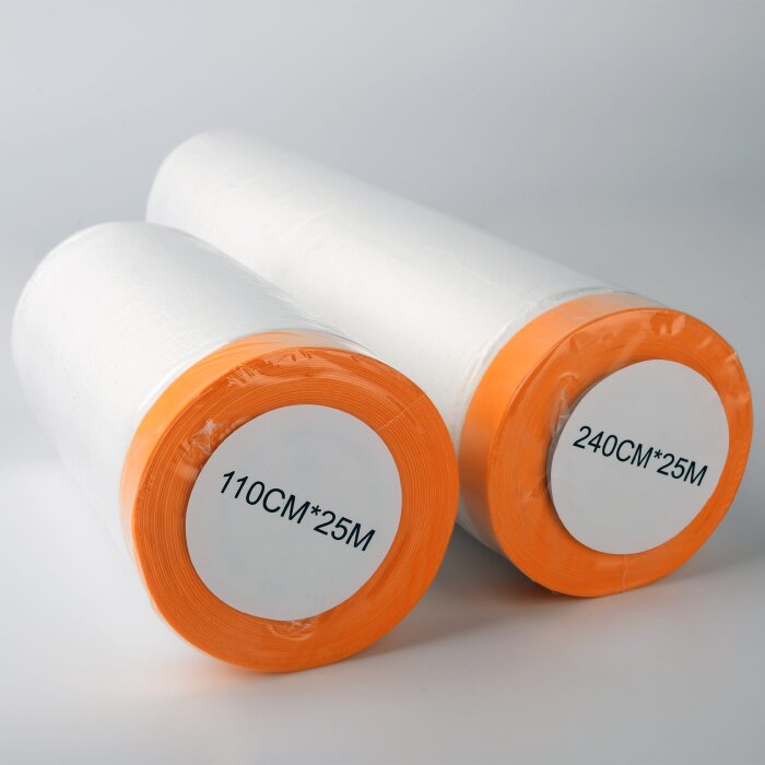 Masker Tape 110 cm x 25 m Universal Abdeckfolie mit Klebeband Klebestreifen Klebefolie Malerfolie Folie 60 m, transparent