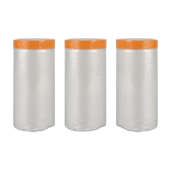Masker Tape 110 cm x 25 m Universal Abdeckfolie mit Klebeband Klebestreifen Klebefolie Malerfolie Folie 60 m, transparent