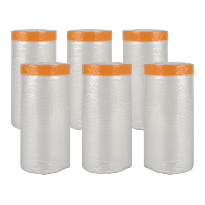 Masker Tape 110 cm x 25 m Universal Abdeckfolie mit Klebeband Klebestreifen Klebefolie Malerfolie Folie 60 m, transparent