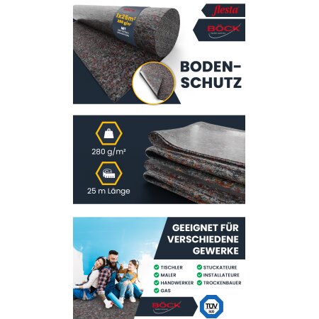 flesta® Abdeckvlies 1 x 25 m 280 g, 25 m² grau-meliert