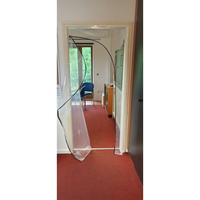 Staubschutztr Schmutzschleuse Zipper Door m. Reiverschluss und Klebeband 1,20 x 2,20 m, PE-Folie, transparent, Durchfahrt, Einweg