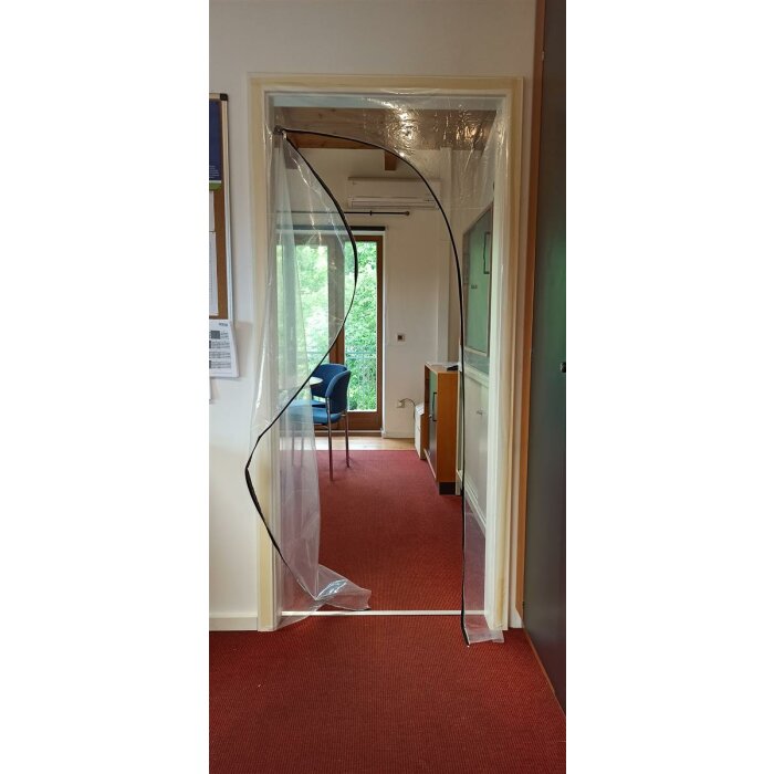 Staubschutztr Schmutzschleuse Zipper Door m. Reiverschluss und Klebeband 1,20 x 2,20 m, PE-Folie, transparent, Durchfahrt, Einweg