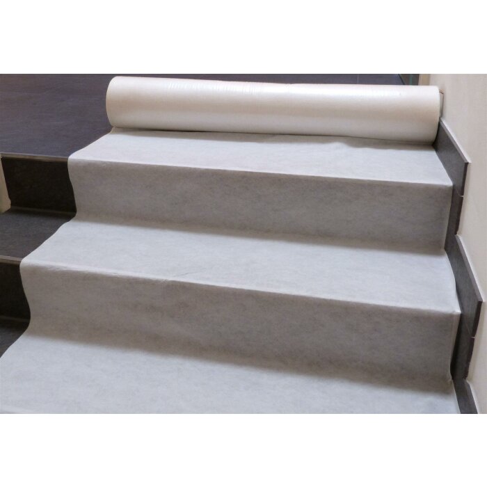 Abdeckvlies Treppenschutzvlies mit selbstklebender Folie ca. 130 gr/m, wei, 0,65 x 25 m
