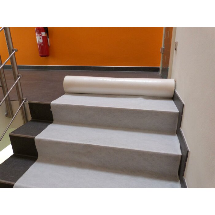 Abdeckvlies Treppenschutzvlies mit selbstklebender Folie ca. 130 gr/m, wei, 0,65 x 25 m