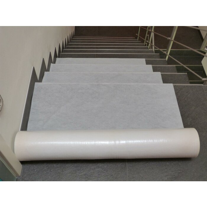 Abdeckvlies Treppenschutzvlies mit selbstklebender Folie ca. 130 gr/m, wei, 0,65 x 25 m