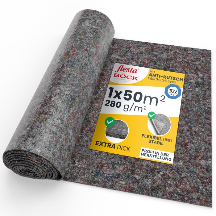 flesta® Maler Abdeckvlies 1 x 50 m 280g, 50 m² grau-meliert